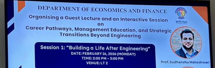Poster announcing a guest lecture on Career Pathways, Management Education, and Strategic Transitions Beyond Engineering